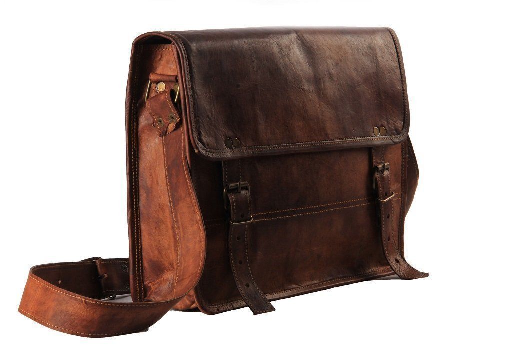 Leather Vintage Men S Messenger Shoulder Bag Laptop Satchel Genuine Briefcase 24Hr Smart